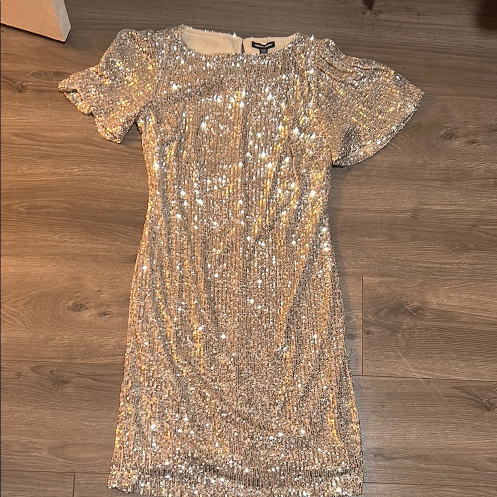 Hilary Radley Gold Sequin Sheath Cocktail Dress